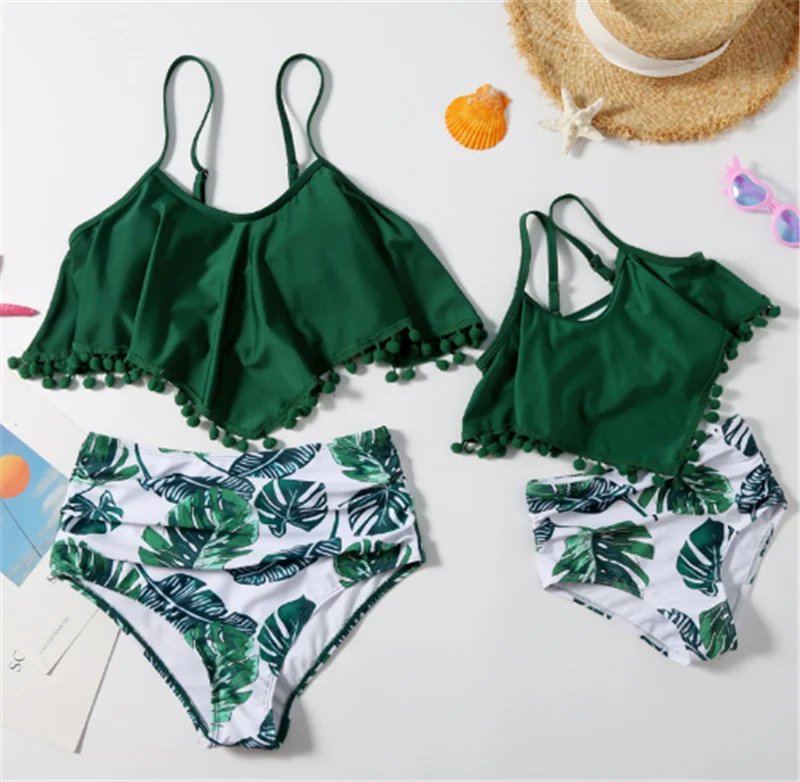 

ZY5323 Private Label Girls Swimsuits Mommy and Me Bathing Suits Family Matching Two Piece Bikini Set