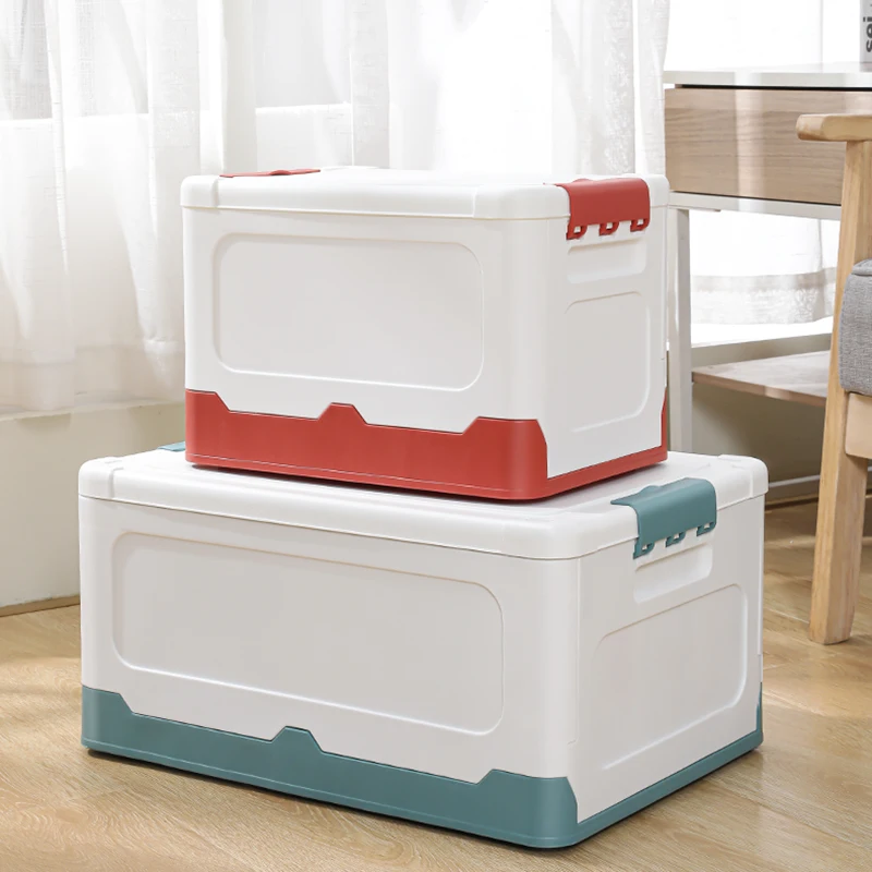 

Durable Collapsible Box Plastic Stackable Foldable Organizer Storage Box Bins With Lid