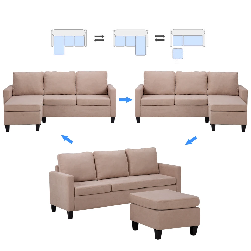

Free Shipping Nordic Modern Home Furniture Fabric Sectional Corner Couch Chaise Longue Combination Bed Living Room Sofa