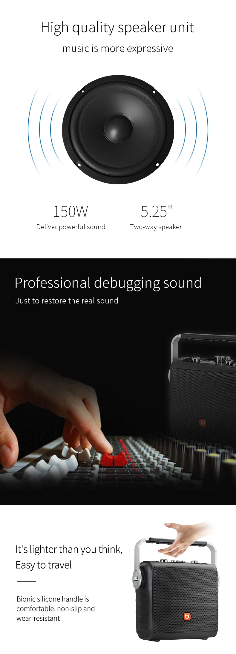 compact and powerful 5.25" horn speaker outdoor waterproof bluetooth speaker - ANKUX.COM