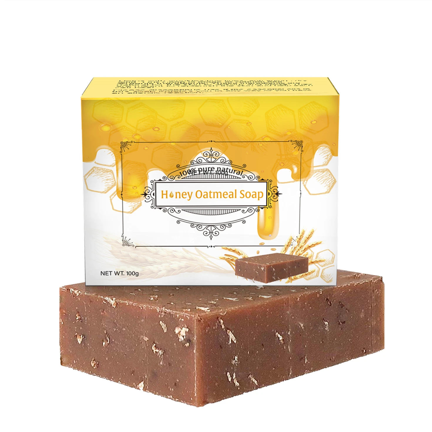 

100% Organic Natural Handmade Honey Oatmeal Soap Base 100g, Brown color