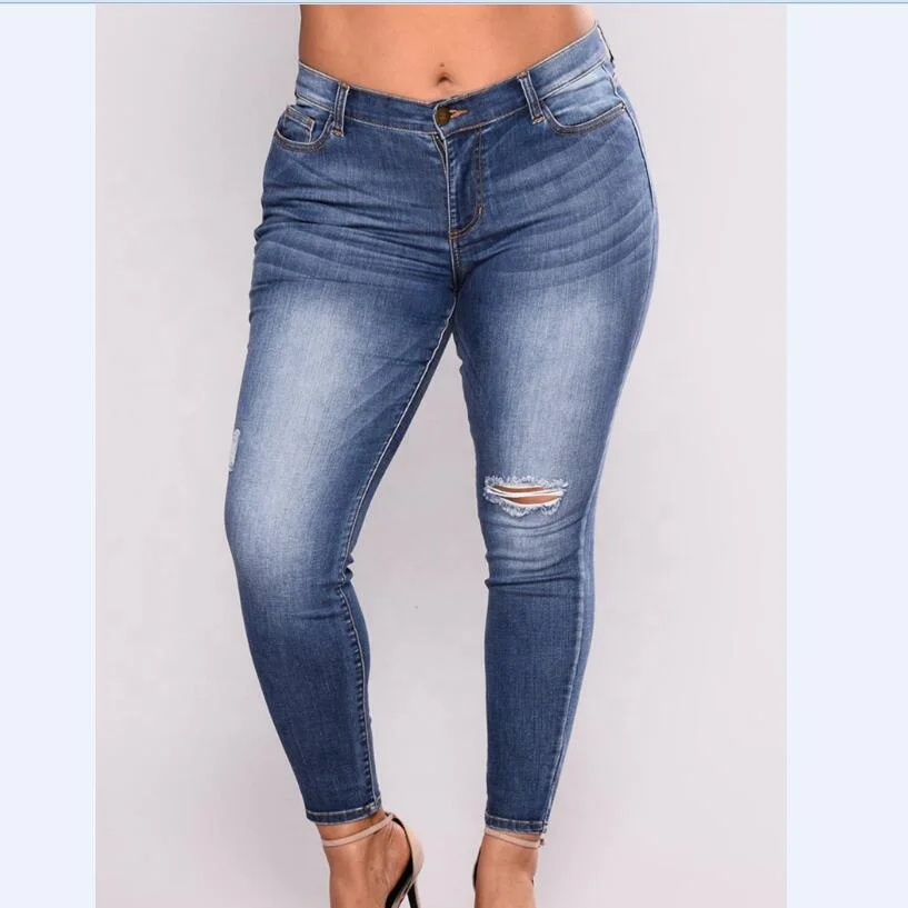 

Female Club Women Jeans Blue Plus Size Womens Slim Biker Ripped Denim Jeans Mid Waist Stretch Women Casual Jeans