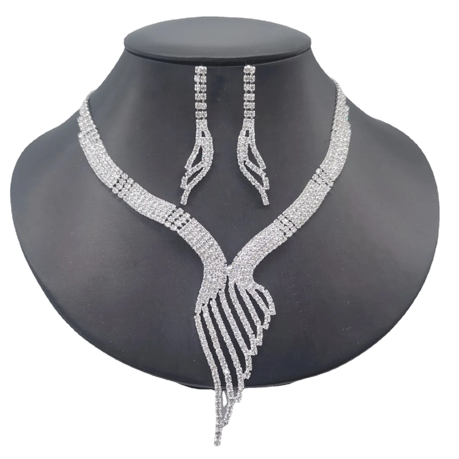 

Wedding female design necklace female clavicle chain Phoenix tail earrings set