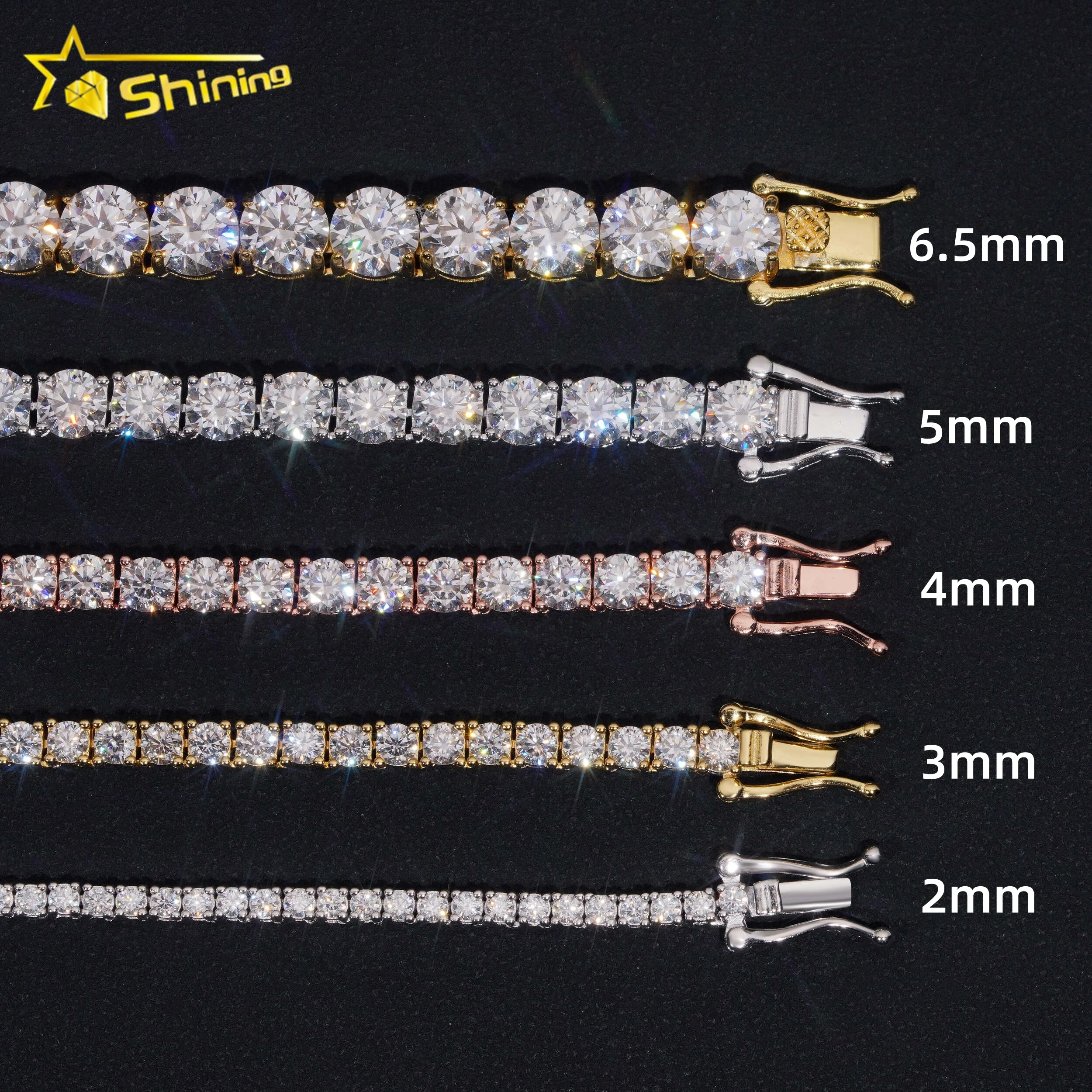 Large Stock Fine Jewelry Men Women Moissanite Tennis Bracelet Hip Hop Iced Out 925 Silver Moissanite Tennis Chain Ready to Ship