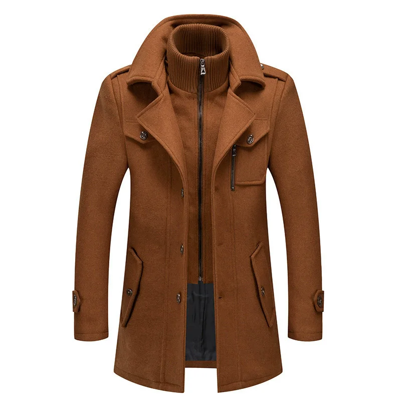 M-5XL Grey Black Khaki Stylish New Autumn Winter Men's Double Collar Warm Long Coat Plus Size Windproof Jacket for Men