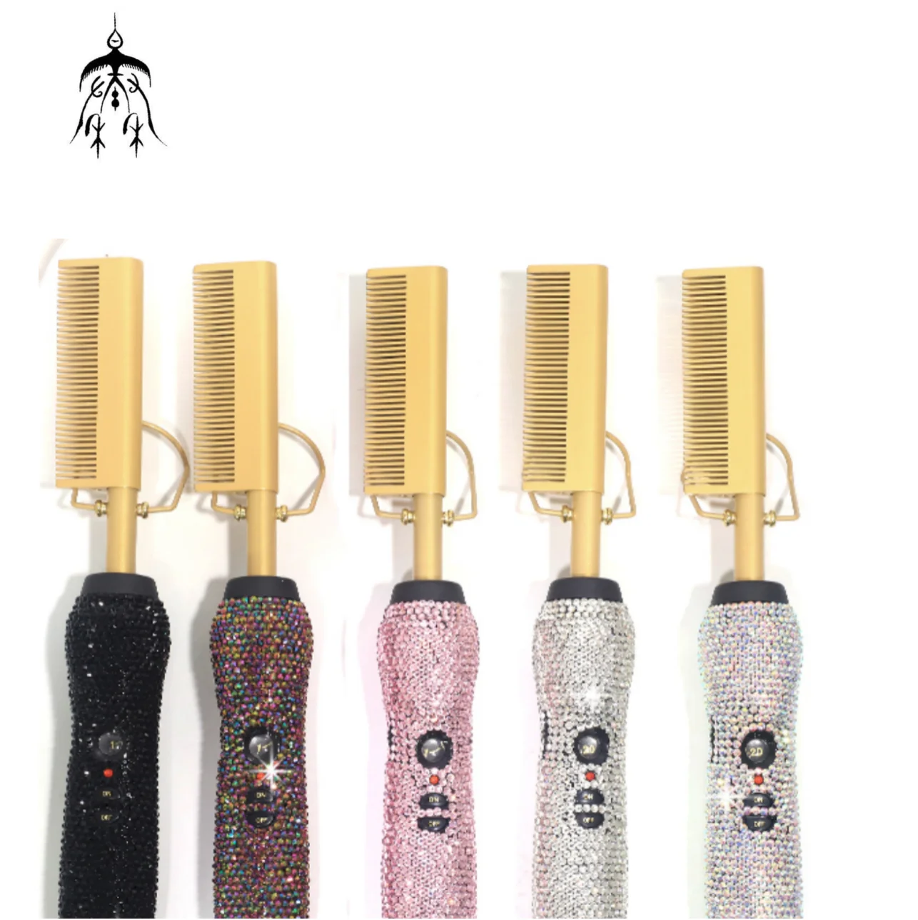 

Wholesale custom private label copper hot comb ,high temperature hair straightener bling hot comb for curly hair