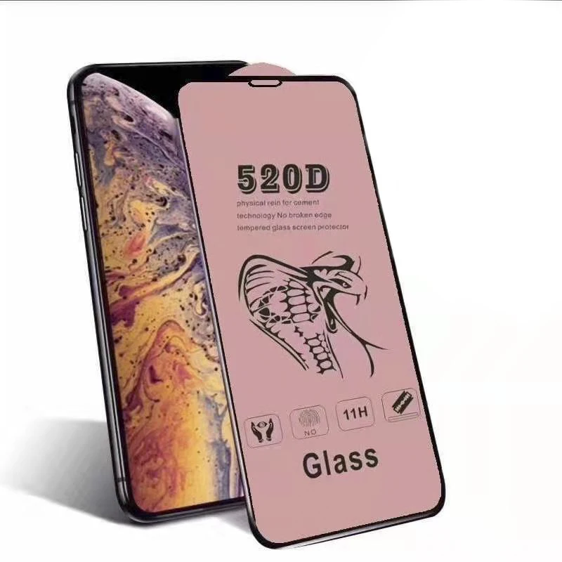 

Cheap Price Full Cover 520D Tempered Glass for iPhone12PRO MAX 12mini 12pro 3D Flat Edge Screen Protector 520D BIG EDGE GLASS, Black white