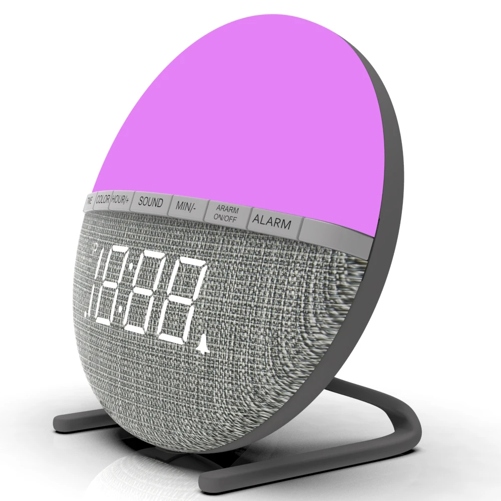 

New Design Unique LED 8 Nature Sounds 7 Color Light Digital Kids Alarm Clock, Custom color