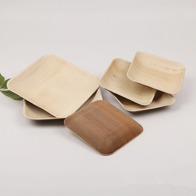 25pcs biodegradable square disposable palm leaf plates disposable plates made of palm leaves