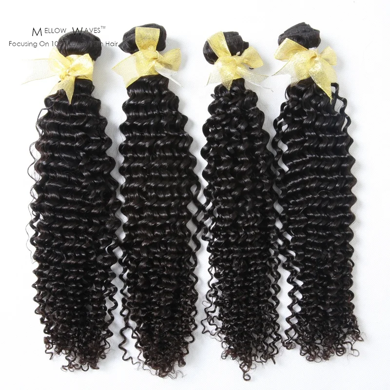 

Malaysian Deep Curly double weft Hair Bundles natural color Curly Weave 100% human No Shedding Tangle Cuticle Aligned hair