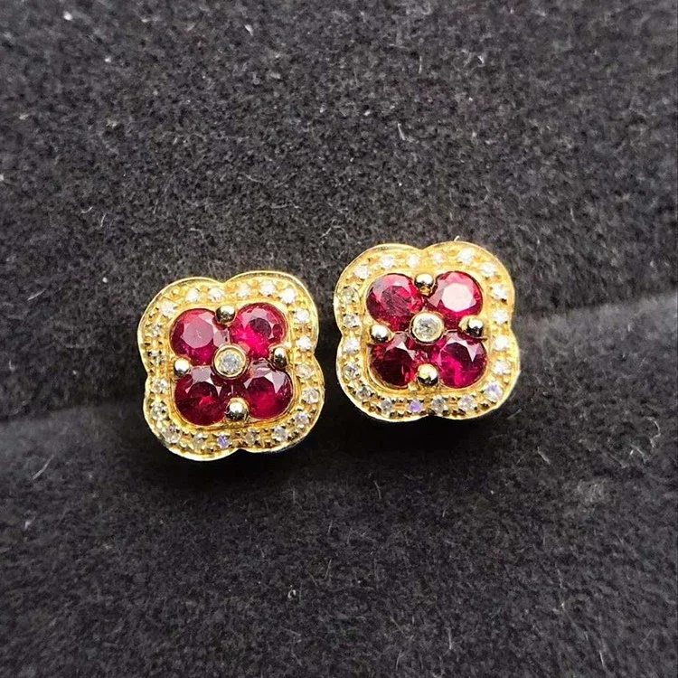 Women/'s Day Sale 1 Natural Ruby Huggie Earrings 10k White Gold Jewelry