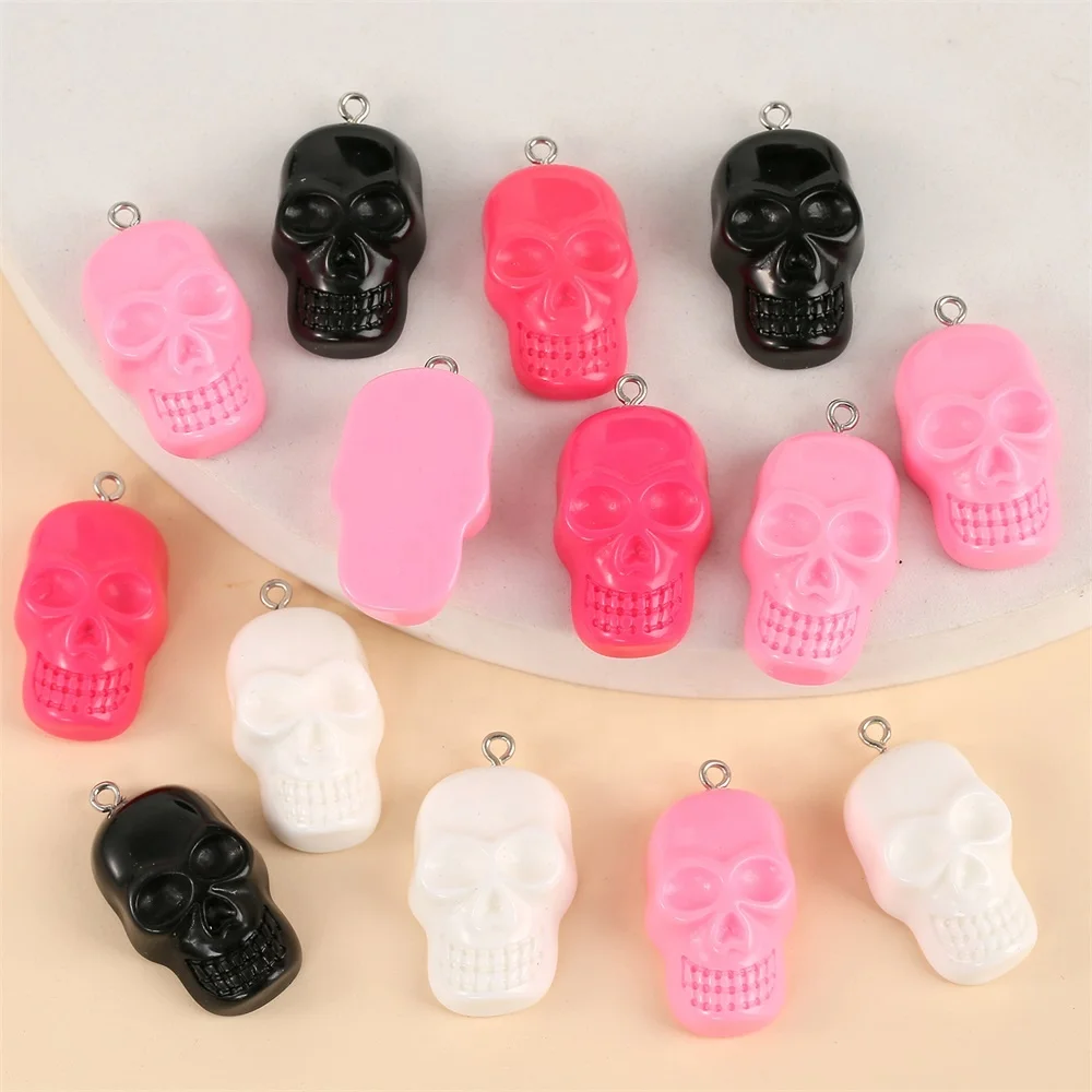 

Resin Skull Charms Pendant mix color Cute fun for girl Children women DIY Bracelet Necklace Earring Keychain Jewelry Accessories, Colour mixture