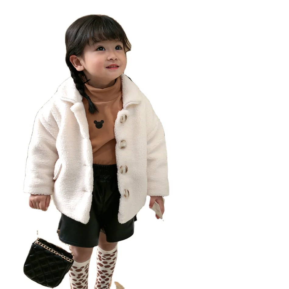 

2020 New style thickened lace children baby winter Korean lamb cashmere coat girls top for wholesale, As pic shows, we can according to your request also