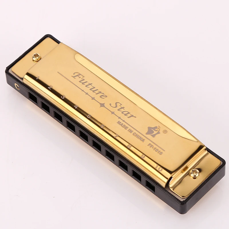 

high quality 10 hole Blues harmonica with Stainless Steel Cover Plate