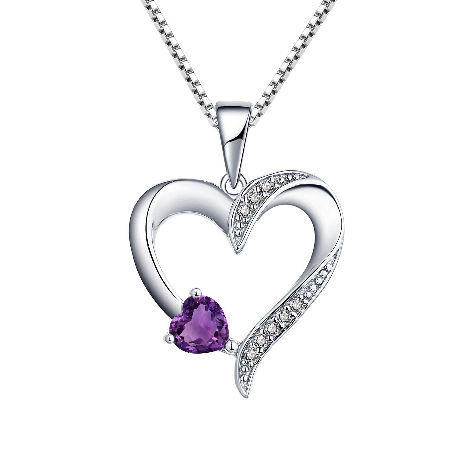 

Heart Necklace 925 Sterling Silver Love Heart Pendant with 5MM5MM Heart birthstone Zirconia Birthstone Women Jewelry