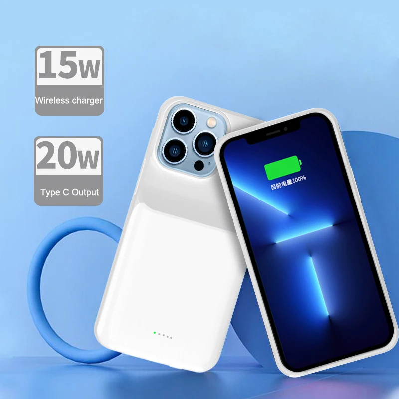 

New 8000mAh 15W Wireless Charging Case For iPhone 13 Back Up Battery Case with 20W PD Fast Charger Case for iPhone 13 Pro max