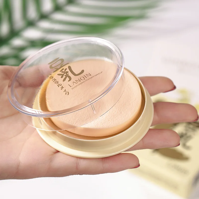 

LANQIN soybean milk pressed powder moisturizing finishing face powder cake foundation makeup, 3 colors:ivory;natural;shining highlighter