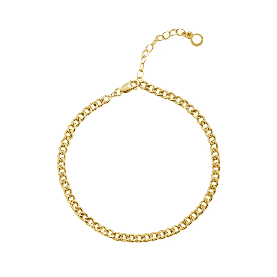 

wholesale vermeil jewelry distributors Luxury Band Simple Brass 18K Gold Vermeil chain bracelet for women, Customized color