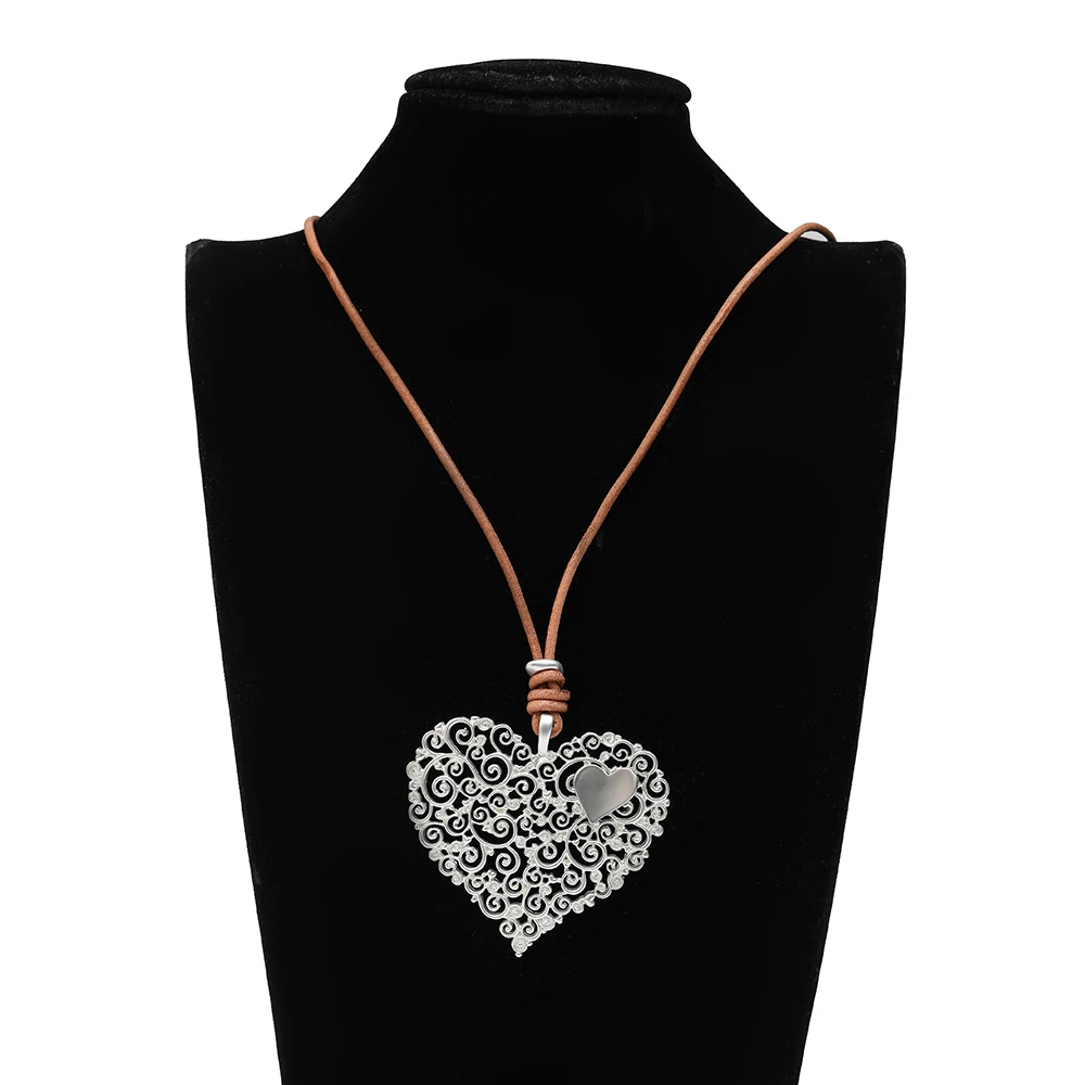 TongLing new design large pendant long necklaces hollow heart shape necklace for women wholesale