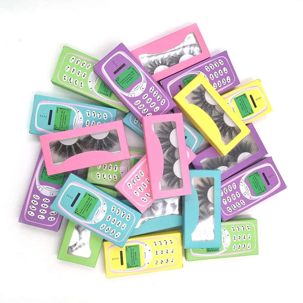 

Wholesale private label real mink fluffy eyelashes vendor with cell phone lash