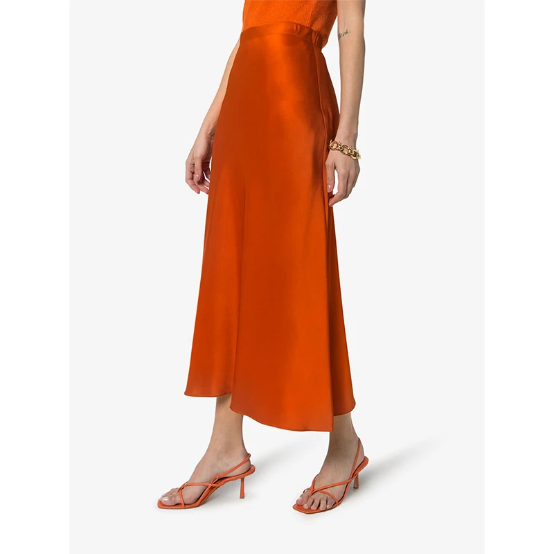 

Gonne Jupe Mi Longue Faldas Elegantes Summer High Waist Maxie Satin Silk Skater Bodycon Zipper Skirts, Customized color