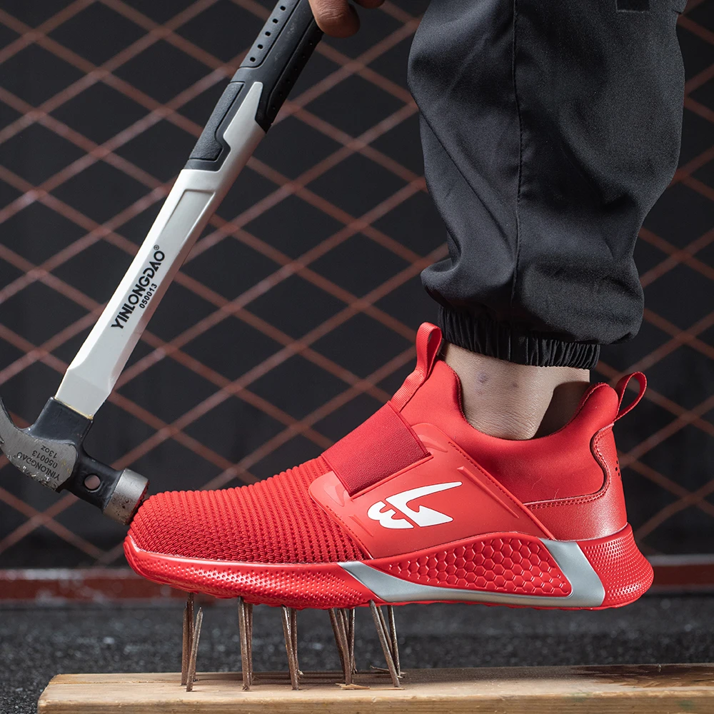 

hot sale safety welding shoes for welder waterproof sporty safety shoes unisex Industrial safety shoes, Black, red