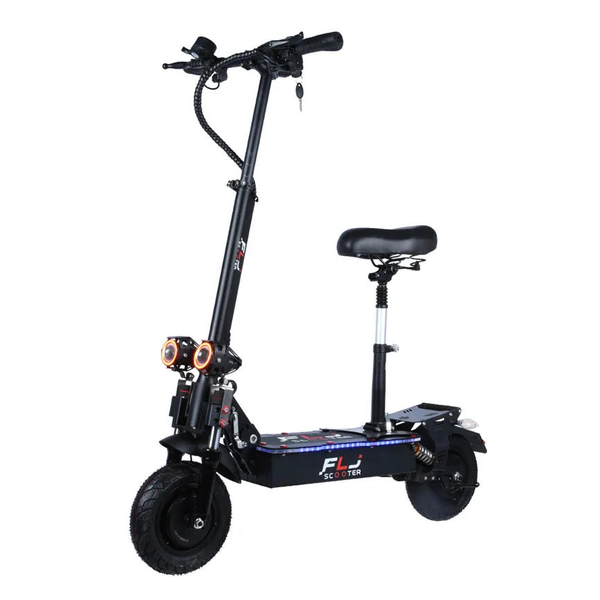 

china supplier dual motor electric scooter with seat 52v 2400w electric scooter adult, Black