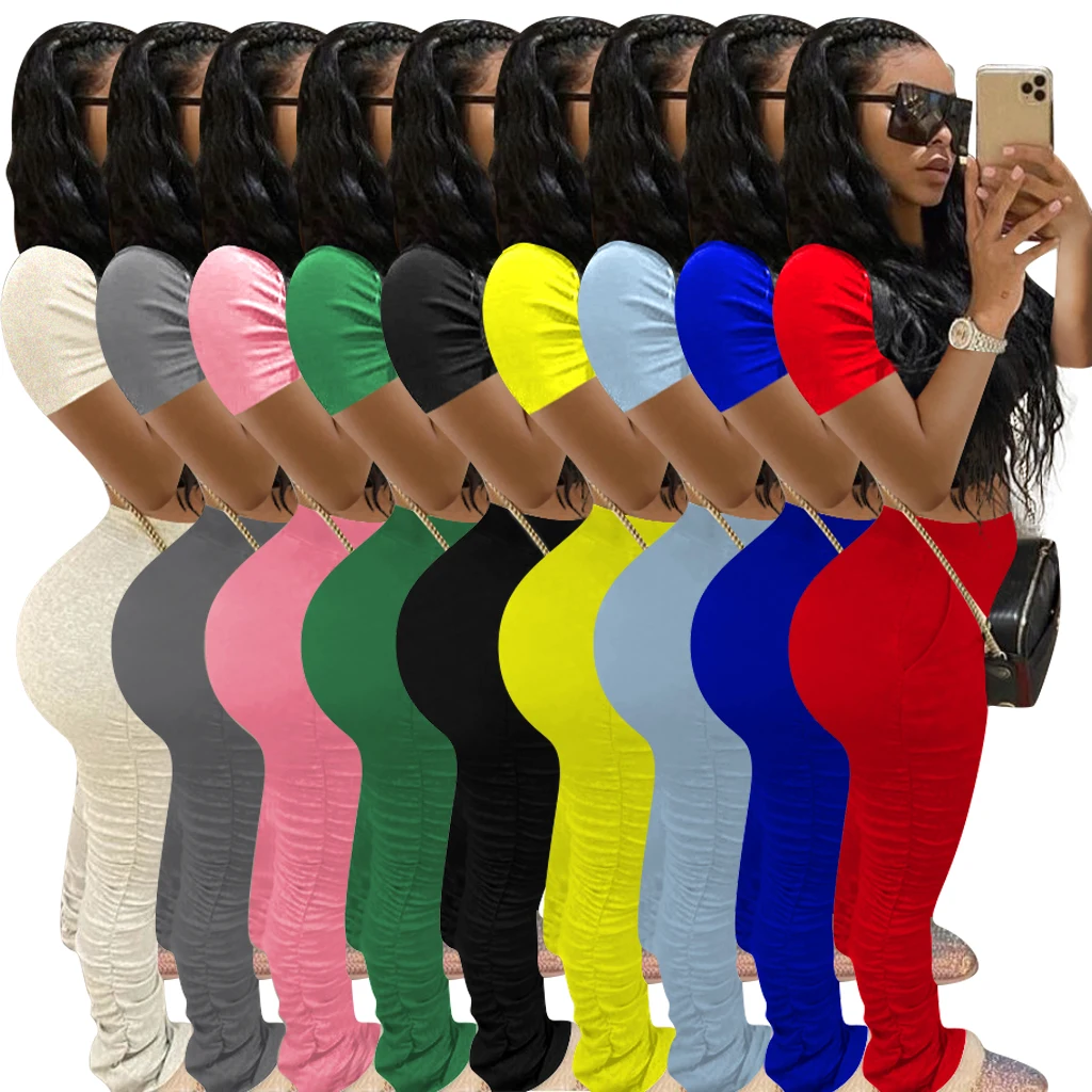 

Trendy Ladies 2 Pcs Tracksuits Yoga Fitness Summer Short Set Solid Color Jogging Clothing Plus Size Women Two Piece Set, Custom color