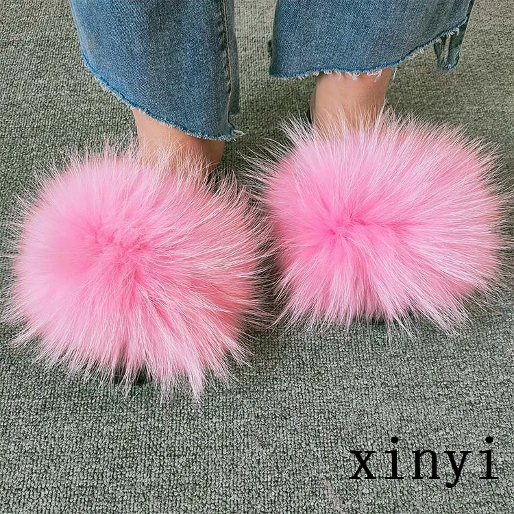 

2021 Summer Custom genuine fashion women slides Fur Slippers, Customized color