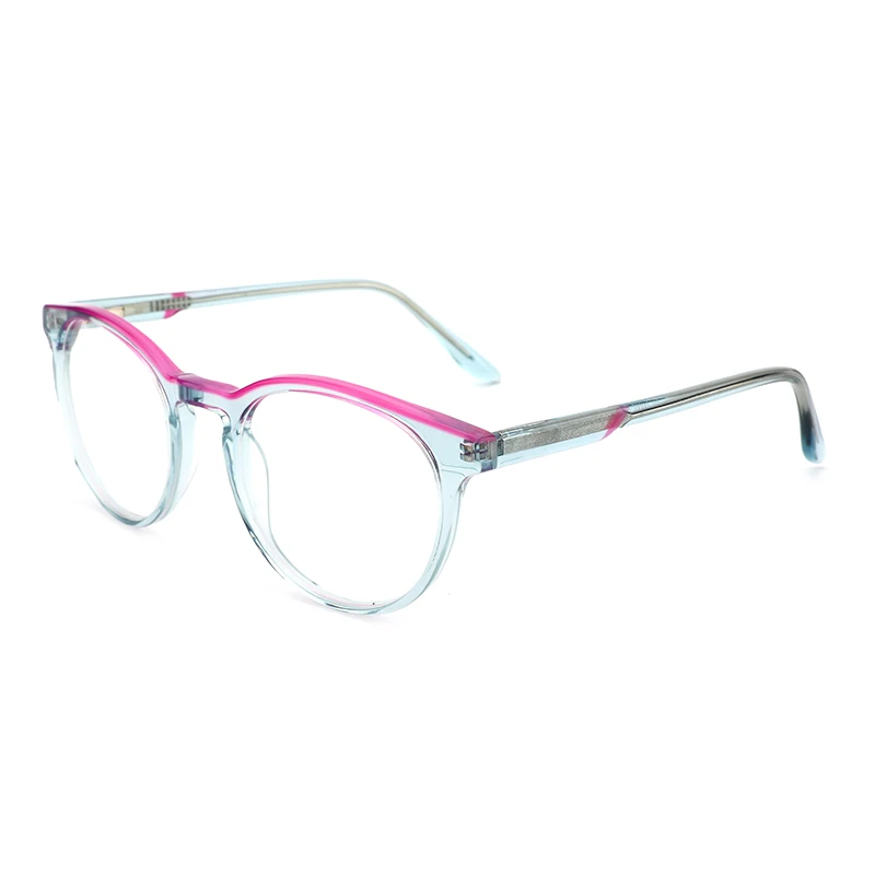 

New Design Multi Color Spliced Acetate optical eyeglasses frames round eyewear unisex eye glasses thin spectacle frames