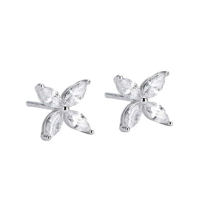 

S925 sterling silver petal clover earrings, Picture