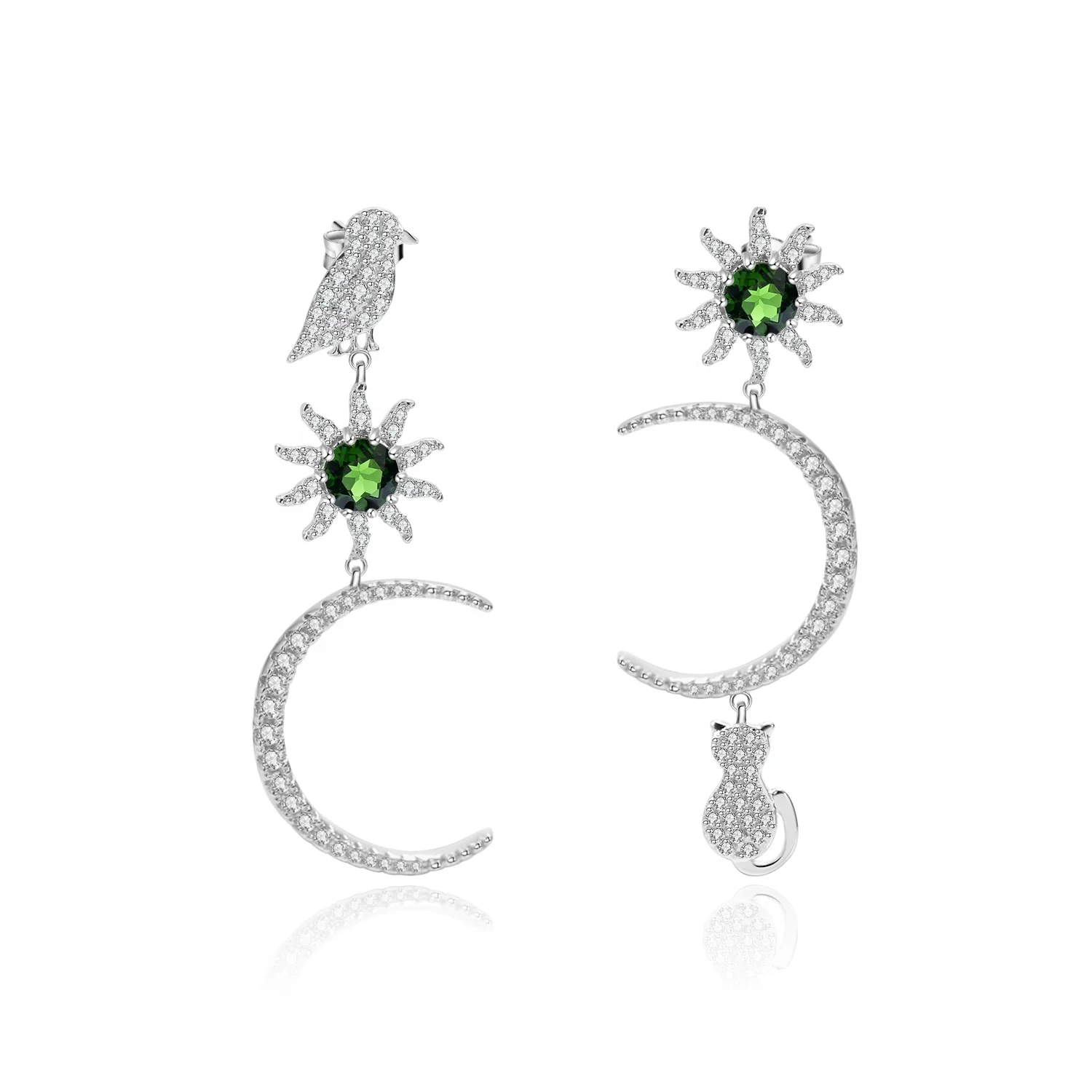 

Abiding Natural Chrome Diopside Earring Jewelry Sun And Moon 925 Sterling Silver Earrings For Women