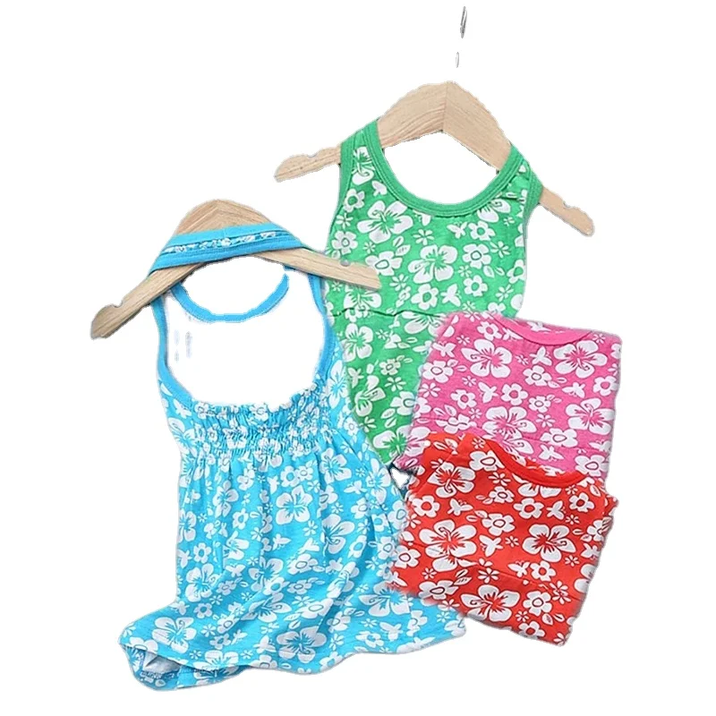 

Girls Dress Backless Kids Clothes Cotton Child Dresses Toddler Baby Beach Dress Flowers Print 2021 Summer Children's Costumes