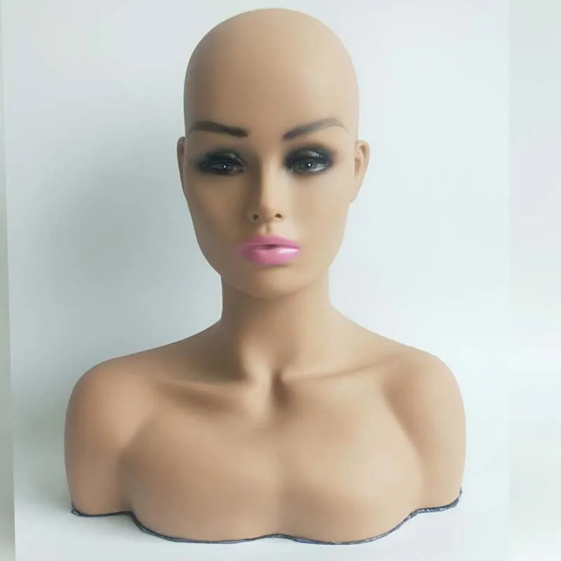 

Wholesale PVC Female Mannequin Head With Shoulder For Wig Sunglasses Earrings Fashions Mannequin Head Display, All skin color