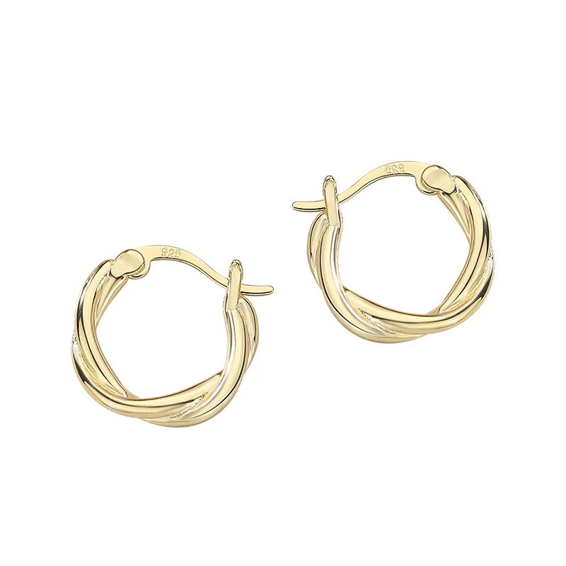 

Hot Wholesale quality fashion 925 silver twisted hoop earring 18k gold plated Twist Huggie earrings hoop for women