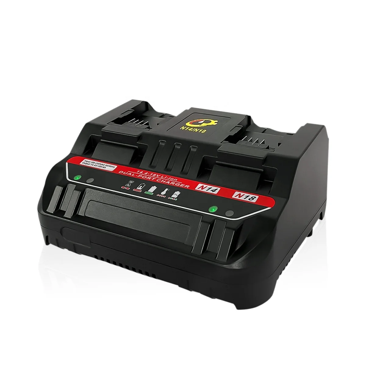 

N14 N18 14.4v-18v Milwaukee Dual Charger 6A Replacement for Milwaukee M18 Rapid Charger for Milwaukee Drill M18 48-59-1812, Black