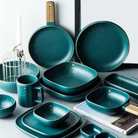 

High Fashion Retro Green Nordic Ceramic Tableware Set Dinnerware Set