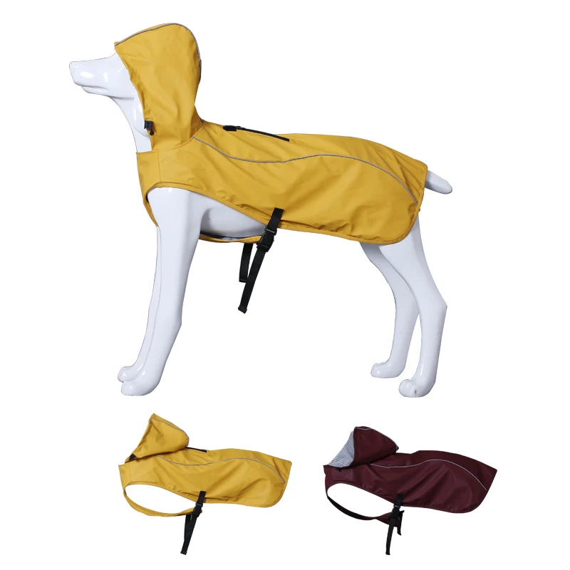 

Wholesale PU Raincoat for Dog Custom Waterproof Dog Raincoat With Hood Large Cat Rain Coat Jacket Reflective Adjustable Pet