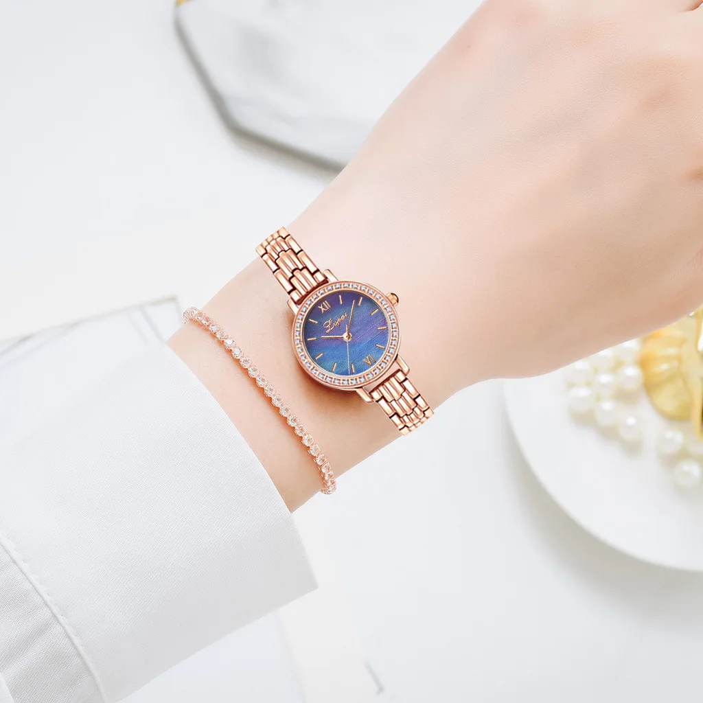 

2pcs Set Women Bracelet Watches Fashion Women Dress Ladies Wrist Watch Luxury Rose Gold Quartz Watch Set