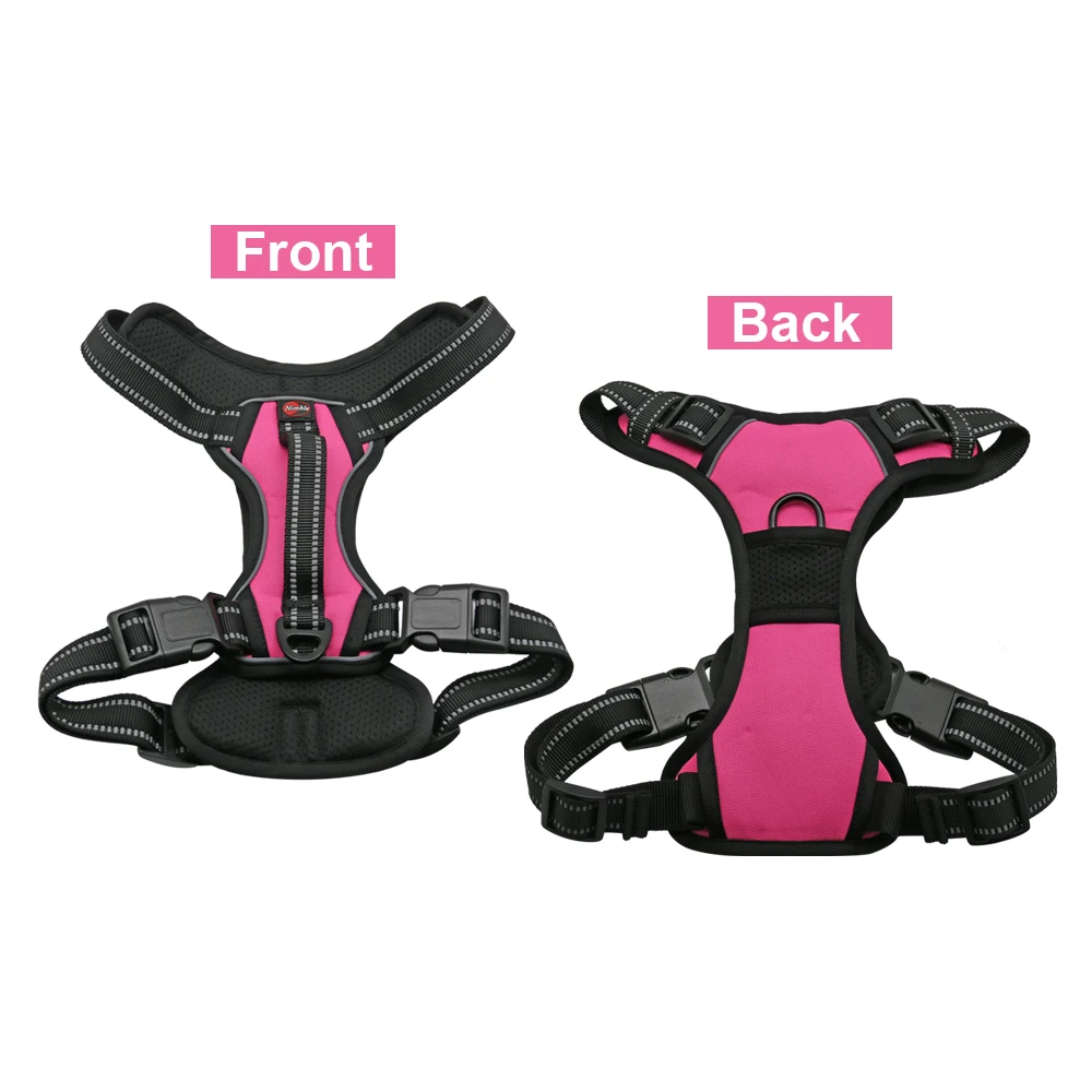 

No-Pull Front-Attachment Custom Logo XXL S M L Dog Support Harness Pink For Small Medium Large Dogs