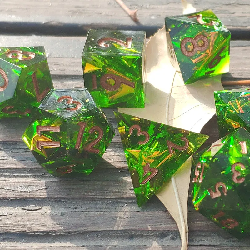 

MINI PLANET DND Dice Sets Polyhedron Game Dice RPG Dungeons & Dragons Resin Dice Sharp Galaxy Olive Dice D&D Dice D4-D20 Custom