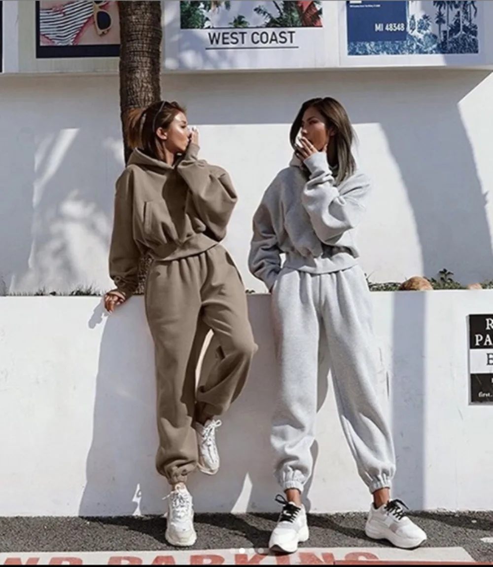 

2021 Hot Selling Vendors Plus Size Hooded Women Clothing Chill 2 Piece Sets