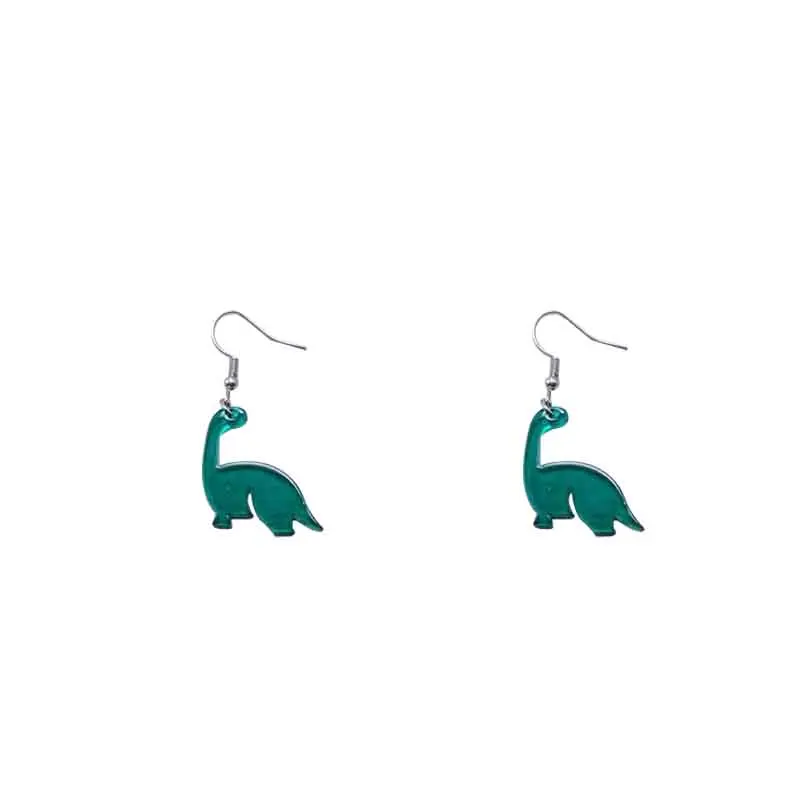 

2021 south Korean children's purple green acrylic dinosaur clip on earrings suit earring women's jewelry