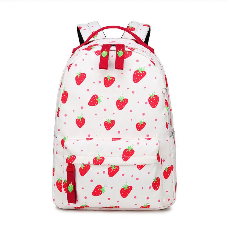 

Backpack School Bag Wholesale Custom Logo 2021 Teenagers Fruit Print Book Backpack School Bag for Middle School Student