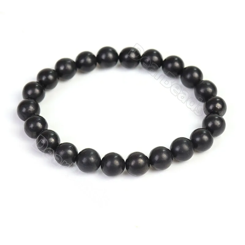 

High Quality Natural  Round Russian Shungite Beads Bracelet Durable Stretch Cord Bracelets For Women Gift