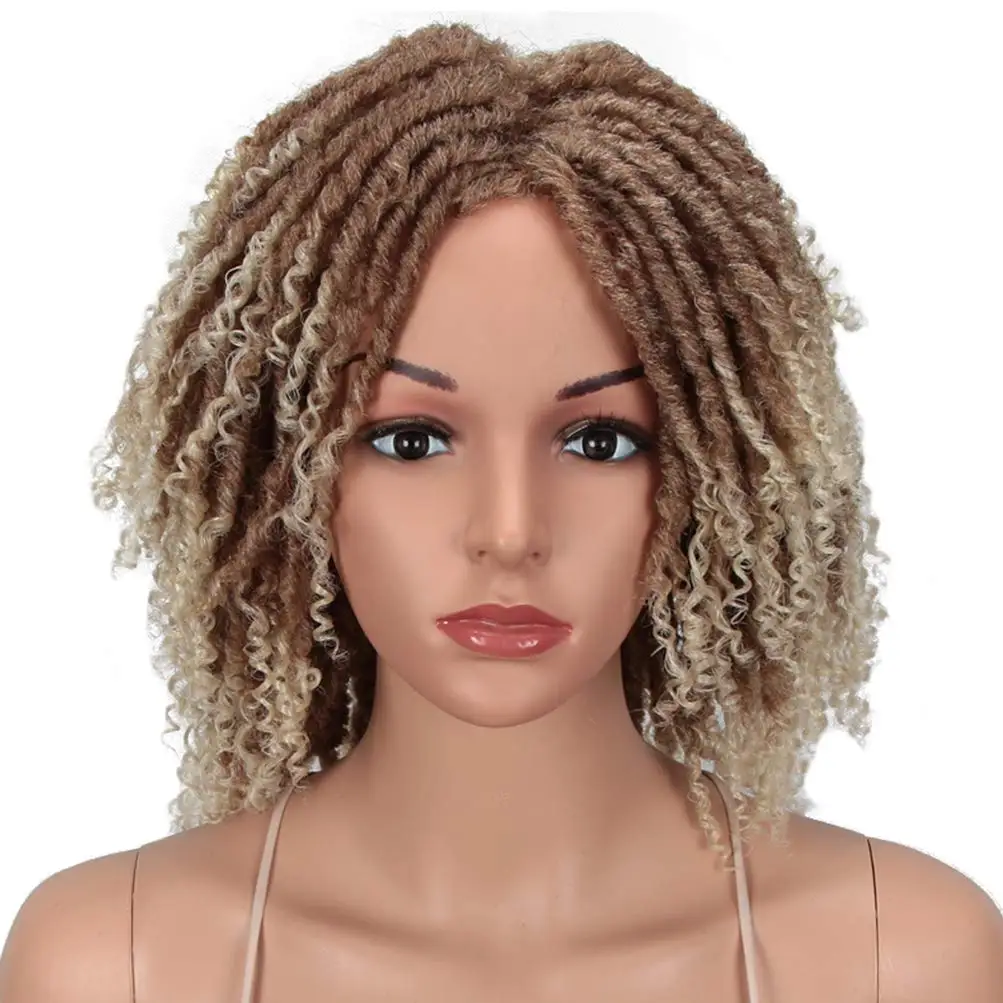 

Hot Selling Medo Brand Synthetic Braided Wigs 613 Bob Blonde BUG Ombre Color Natural Curly hair Faux Locs Wig