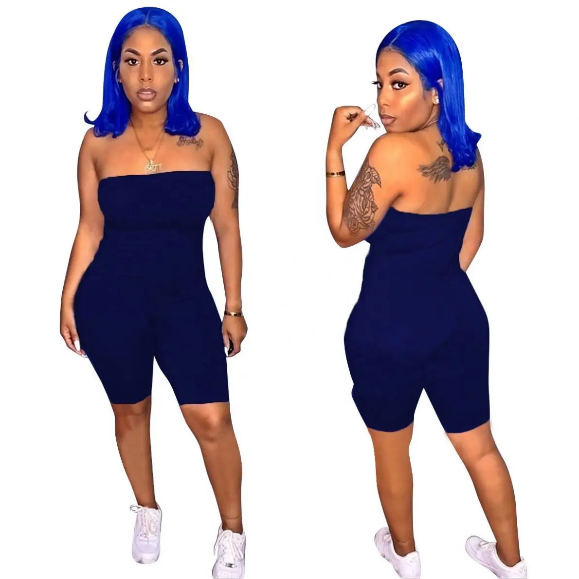 

2020 New Backless Stripping Sexy Women Bandage Solid Color Ladies Summer Ladies Sleeveless Jumpsuit