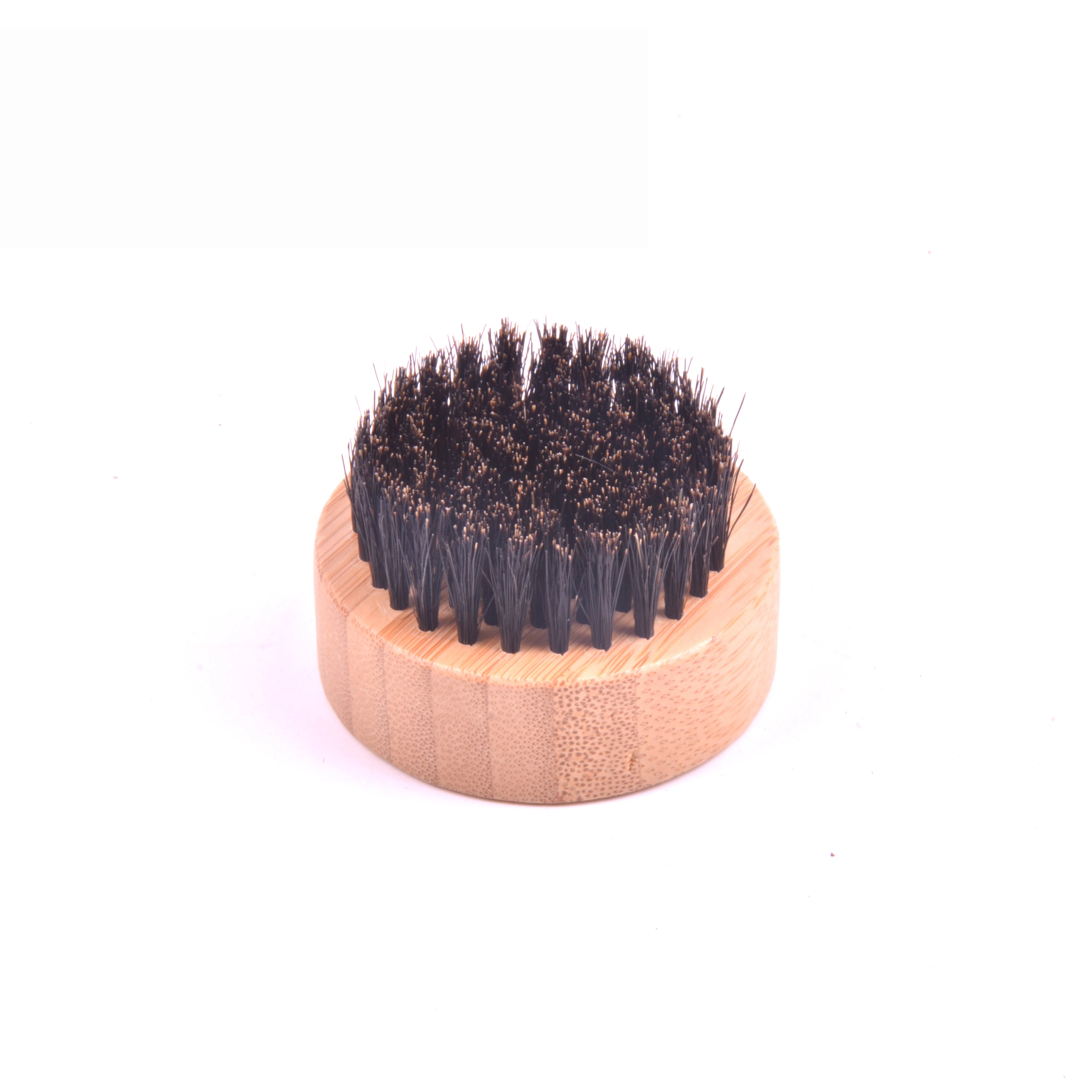 Natural Color Bamboo Boar bristle Small Round beard brush