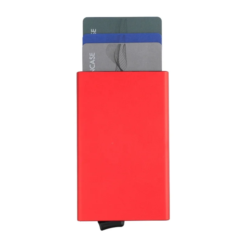 

ultra slim aluminum rfid blocking pop up business id credit card holder minimalist wallet anti-theft thin card holder