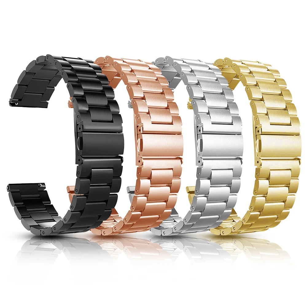 

20mm 22mm Meta Watch Band For Samsung Gear S3 Active 2 Band Strap Stainless Steel With Quick Release Spring Pin